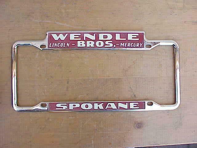 Rare 1940s Wendle Bros Lincoln Mewrcury Dealer Spokane Wa  License Plate Frame