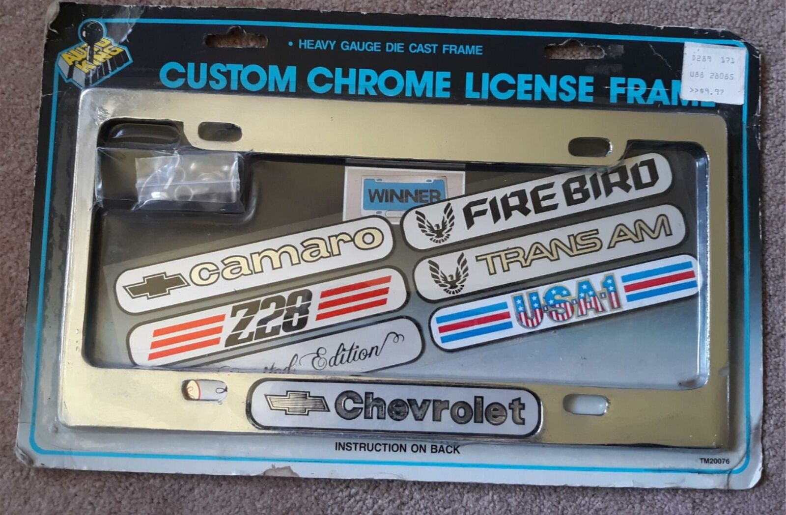 Vintage Nos Custom Chrome License Frame Camaro Firebird Trans Am Usa1 Z28