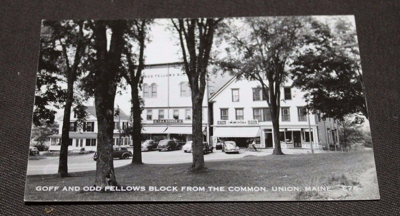 Antique Postcard Goff & Odd Fellows Block From The Common Union, Me Real Photo