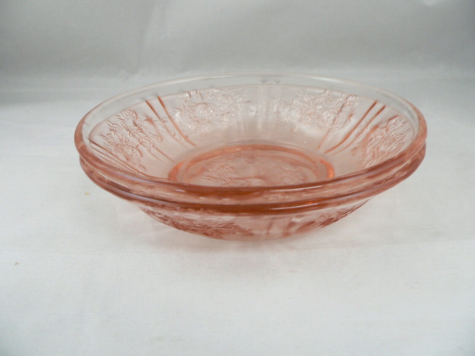 Sharon "cabbage Rose"  Pink 5" Berry Bowls-----set Of 2----federal Glass Company
