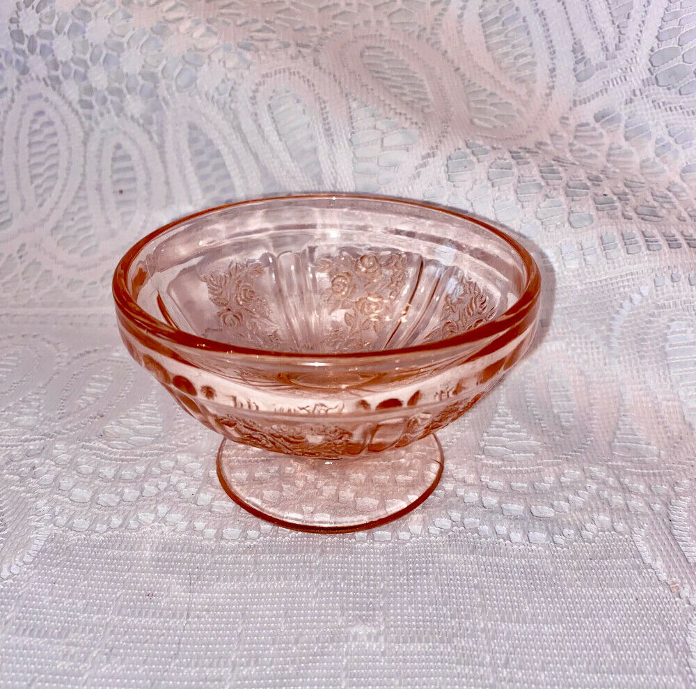 Federal Pink Depression Glass Footed Sherbet  Sharon Or Cabbage Rose