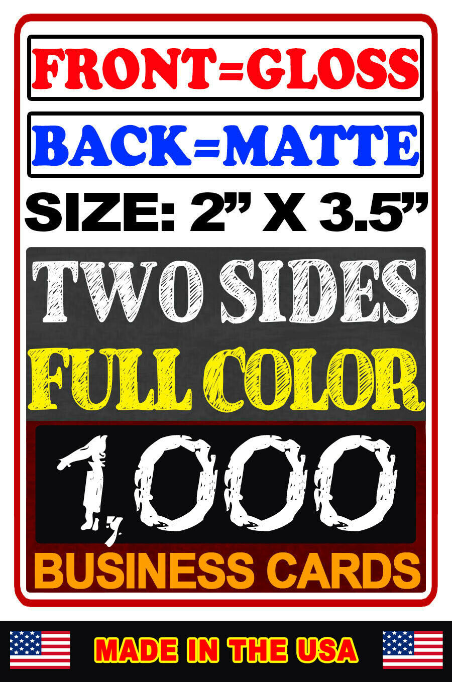 1000 Front Gloss & Back Matte | Full Color | Business Cards Buy Now! Byo Artwork
