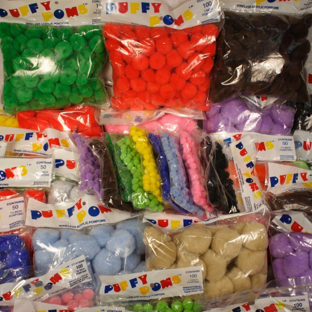 1/4" Pom Poms Puffy 100 Piece Pack Made In Usa  #41210550000 (choose Color)