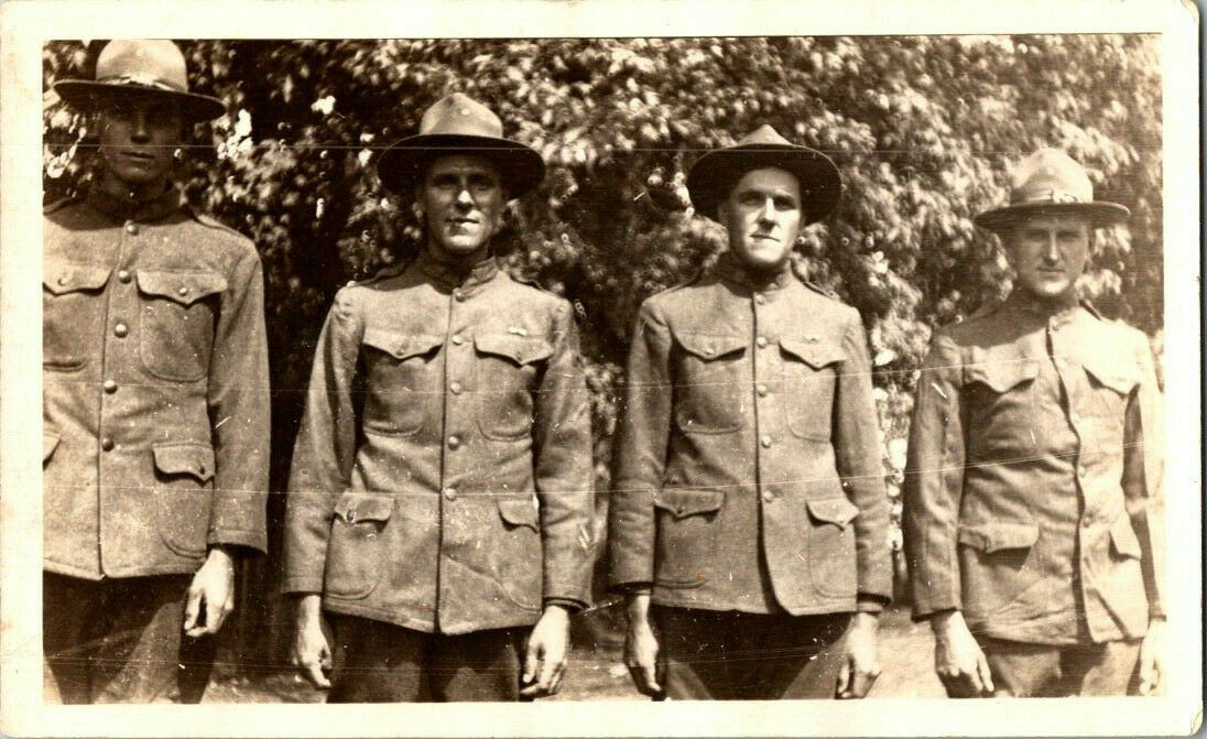 Antique Rppc Postcard  Wwi 4 Men Aug. 10, 1919