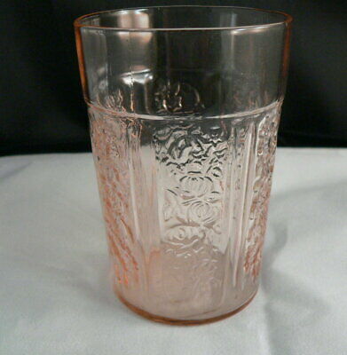 Sharon "cabbage Rose"  Pink Tumbler 4 1/8" 9oz. Thin-----federal Glass Company