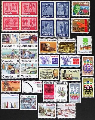 Canada Postage Stamps, 1974 Complete Year Set Collection, Mint Nh, See Scans