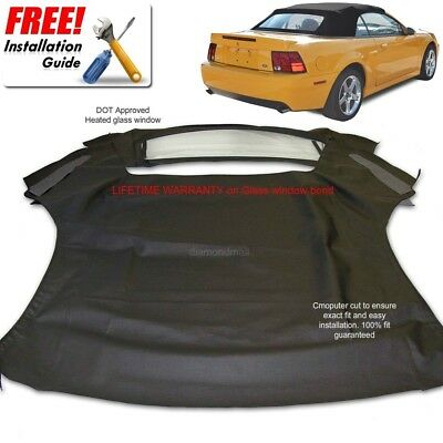 Ford Mustang Convertible Soft Top & Heated Glass Window Black Sailcloth 1994-04