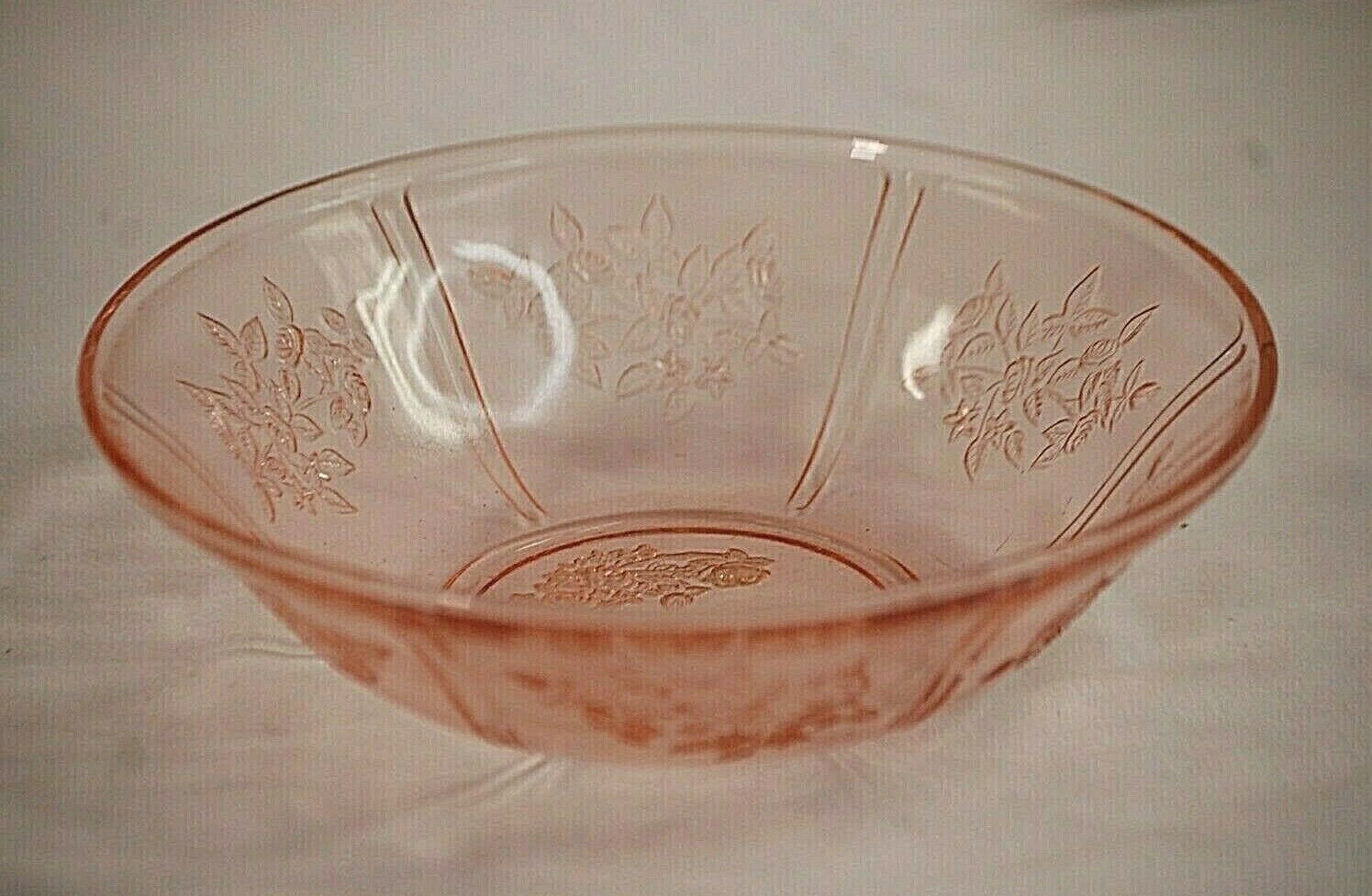 Sharon Cabbage Rose Pink By Federal Glass Large Fruit Bowl Pink Depression Glass