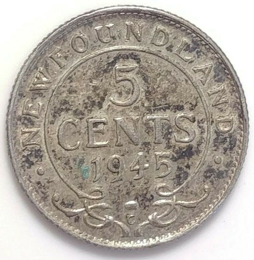 1945-c Newfoundland 5 Cents Silver