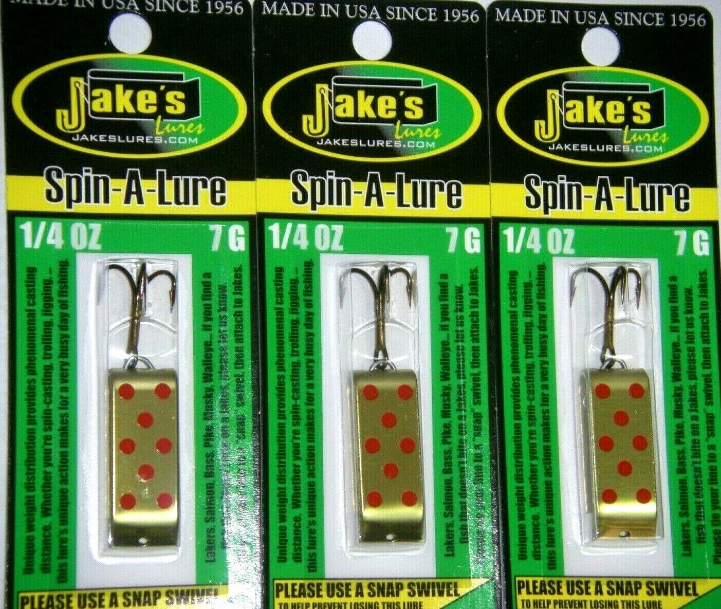 Jake's Jakes Spin A Lure Spin-a-lure 1/4 Oz Sal-brass Gold 3 Pack