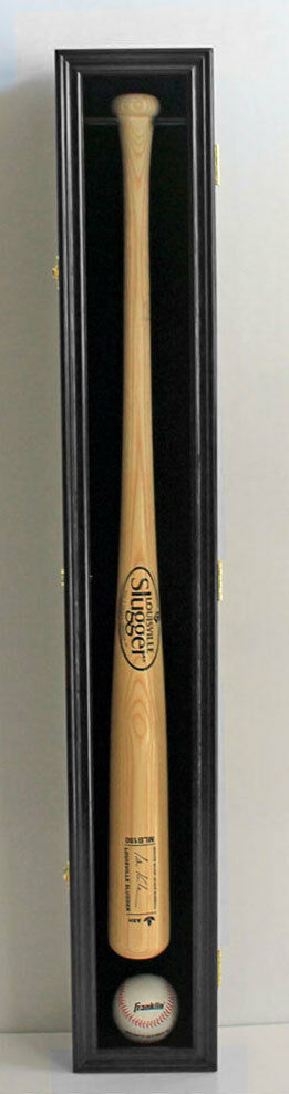 Baseball Bat Display Case Holder Wall Cabinet, Lock, Uv Protection, B001vh-bla