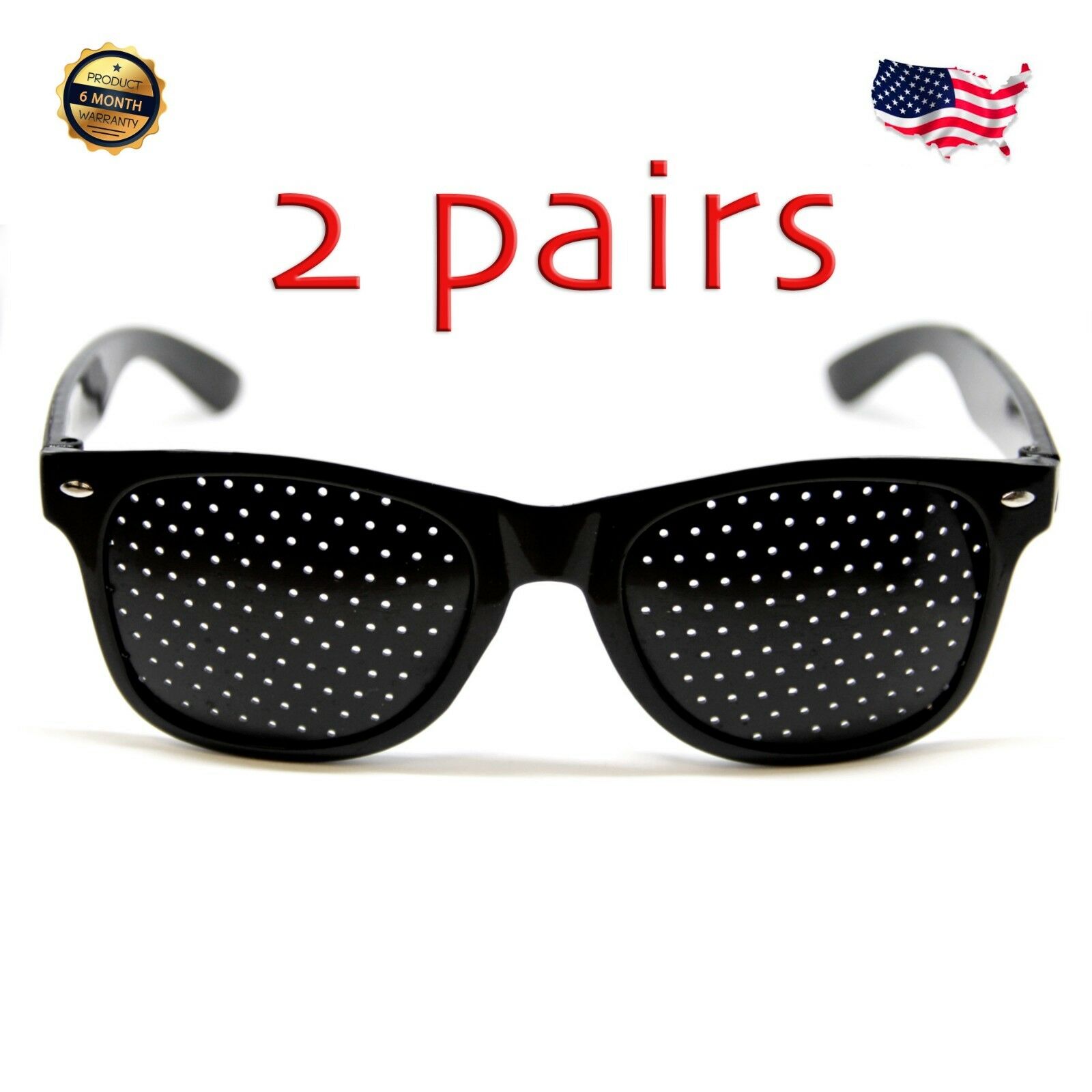 2 Pairs Of Pinhole Glasses Vision Correction, Small Holes, Eye Exercise