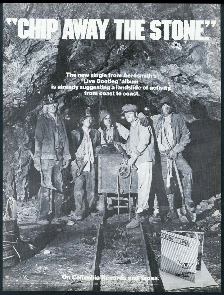 1978 Aerosmith Photo In Mine Chip Away The Stone Vintage Trade Print Ad