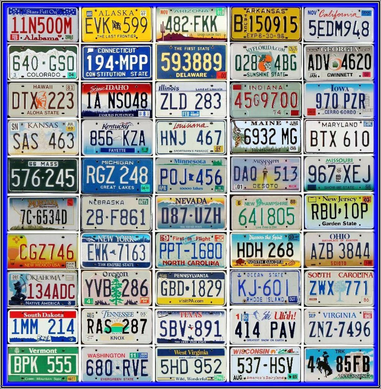 Full Set Of 50 United States License Plates - Usa Tags